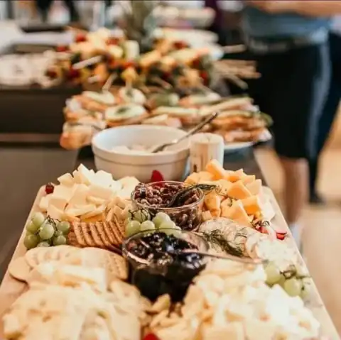 Seasonal grazing table spread catered for an event in Western North Carolina